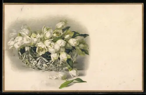 Künstler-AK Meissner & Buch (M&B) Nr. 2264: Vase mit weissen Rosen