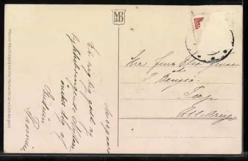 Künstler-AK Meissner & Buch (M&B) Nr. 2264: Vase mit weissen Rosen