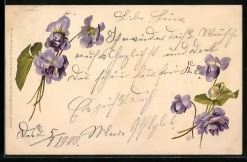 Künstler-AK Meissner & Buch (M&B) Nr. 1026: Violette Blumen