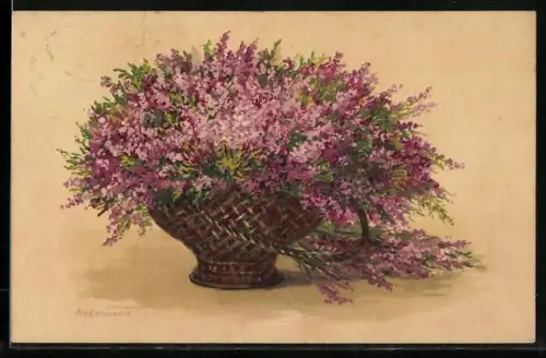 Künstler-AK Meissner & Buch (M&B) Nr. 2038: Korb mit Flieder