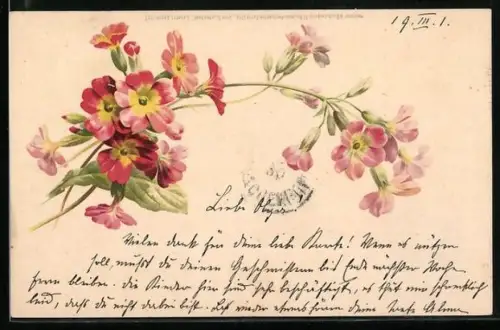 Künstler-AK Meissner & Buch (M&B) Nr. 1050: Rote Blumen