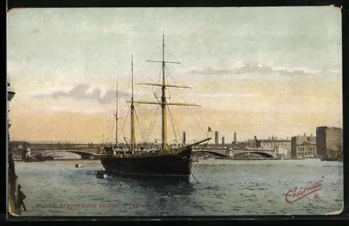 Künstler-AK Raphael Tuck & Sons Nr. 4751: London, Blackfriars Bridge and Training Ship