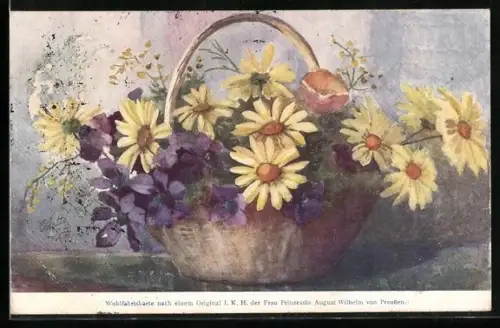 AK Blumenkorb, nach einem Original der Prinzessin August Wilhelm von Preussen