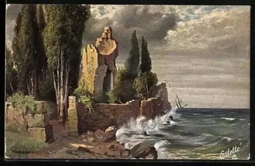 Künstler-AK Raphael Tuck & Sons Nr.: 241, Es war einmal, Ruine am Meer