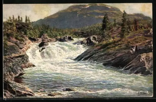 Künstler-AK Themistokles von Eckenbrecher: Flusslandschaft in Norwegen