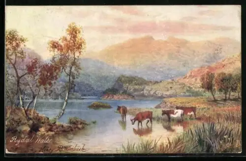 Künstler-AK Raphael Tuck & Sons Nr. 2726: Rydal Water, Cows by the Lakeside