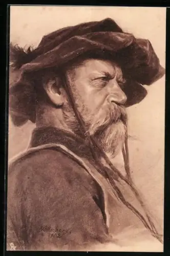 Künstler-AK Raphael Tuck & Sons Nr. 313: Älterer Herr mit Hut
