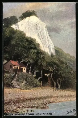 Künstler-AK Stubbenkammer /Rügen, Königsstuhl von Süden
