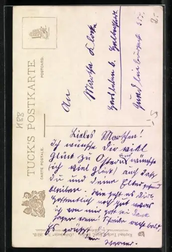 Künstler-AK Raphael Tuck & Sons Nr. 261: Kinder mit einer Schar Küken im Frühling