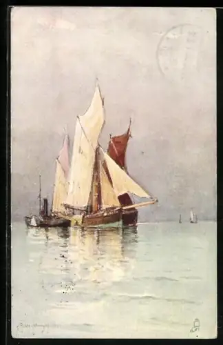 Künstler-AK Raphael Tuck & Sons Nr. 6268: Segelschiffe auf ruhiger See