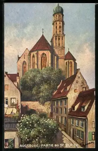 Künstler-AK Augsburg, Partie bei St. Ulrich