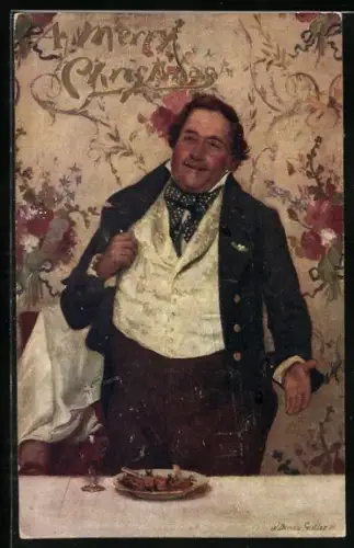 Künstler-AK Raphael Tuck & Sons Nr.2730: Mann nach dem Essen, After Dinner Toasts