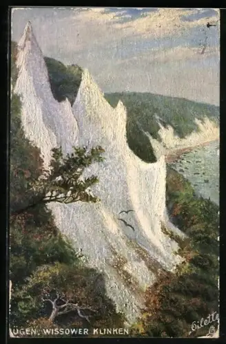 Künstler-AK Stubbenkammer /Rügen, Wissower Klinken