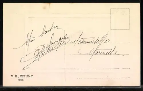 Künstler-AK V.K., Vienne Nr. 5066: Mädchen spielt mit Dackel und Schwein, Neujahrsgruss