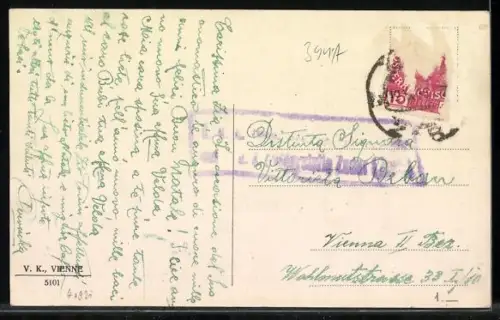 Künstler-AK V.K., Vienne Nr. 5101: Zwei Kinder in winterlicher Landschaft