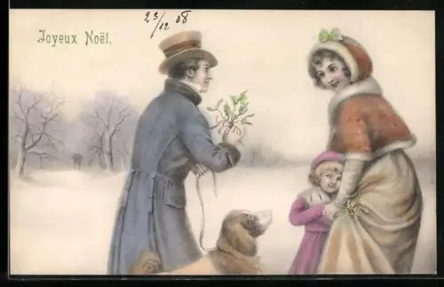 Künstler-AK V.K., Vienne Nr. 5003 /a: Herr mit Mistelzweig für Dame, Weihnachtsgruss