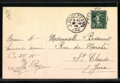 Künstler-AK V.K., Vienne Nr. 5504 /b: Junges Schwesternpaar beim Transport des Weihnachtsbaumes