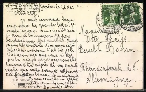 AK Kinder mit Schwein in einer winterlichen Landschaft