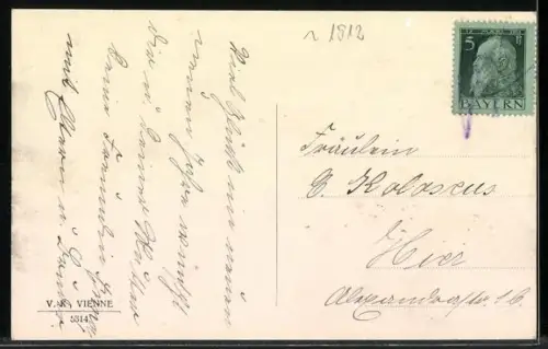 Künstler-AK V.K., Vienne Nr. 5314: Kinder mit Schneeball in Winterlandschaft, Neujahrsgruss