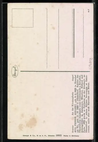 Künstler-AK Stengel & Co. Nr. 29322: An der Klosterpforte, Mönch reicht Kindern eine Schale Wasser
