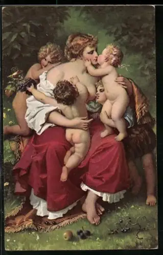 Künstler-AK Stengel & Co. Nr. 47013: Caritas, Mutter mit ihren Kindern