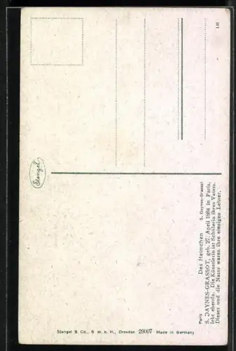 Künstler-AK Stengel & Co. Nr. 29007: Das Heimchen