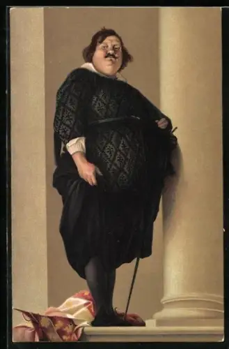 Künstler-AK Der Feldhauptmann, Dicker Offizier