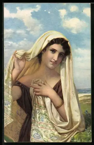 Künstler-AK Stengel & Co. Nr. 29117: Hugues Merle: Jeune-Fille avec volle