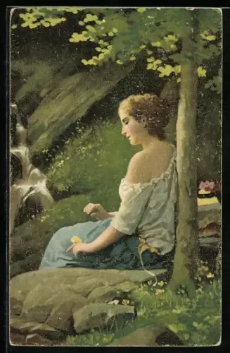 Künstler-AK Stengel & Co. Nr. 29044, Meyer von Bremen: Der Schmetterling, Frauenbildnis