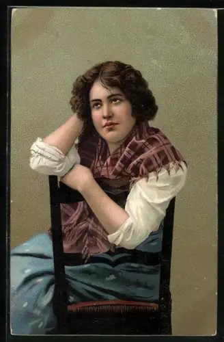 AK junge Frau in Tracht mit Tuch