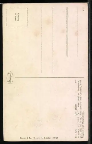 Künstler-AK Stengel & Co. Nr. 29164: Der Sturm, Liebespaar sucht Schutz vor Gewitter