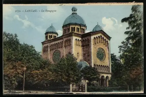 AK Landau / Pfalz, Blick zur Synagoge