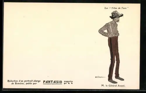 Künstler-AK sign. Adrien Barrère: Mann mit Hut und Hosenträgern, Fantasio magazine