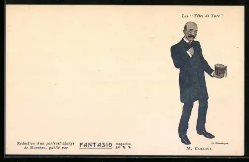 Künstler-AK sign. Adrien Barrère: Mann mit Schnurrbart hält seinen Hut vor sich