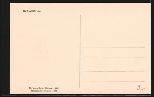 AK Budweis, Ortspartie mit Kaiser Franz-Josef-Kasernen