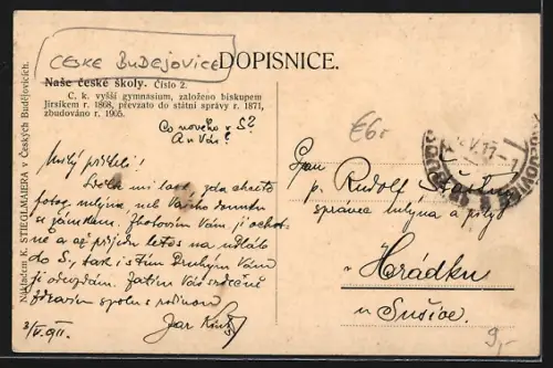 AK Ceske Budejovice, C. k. vyssi gymnasium