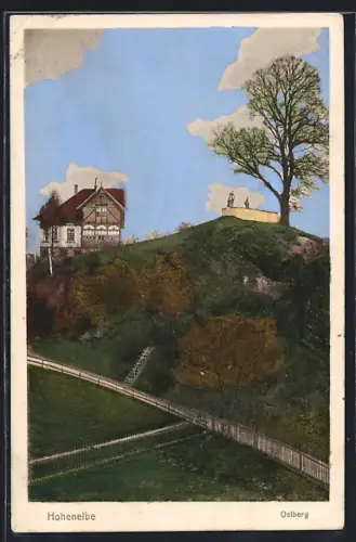AK Hohenelbe, Blick zum Oelberg