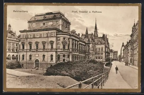 AK Reichenberg, Post, Theater und Rathaus