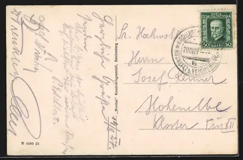 AK Reichenberg, Post, Theater und Rathaus