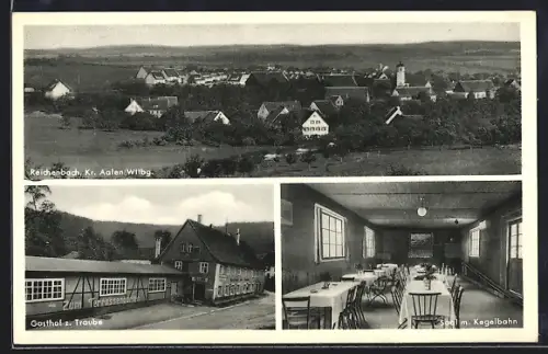 AK Reichenbach Kr. Aalen, Gasthof zur Traube, Inneres Saal mit Kegelbahn, Teilansicht