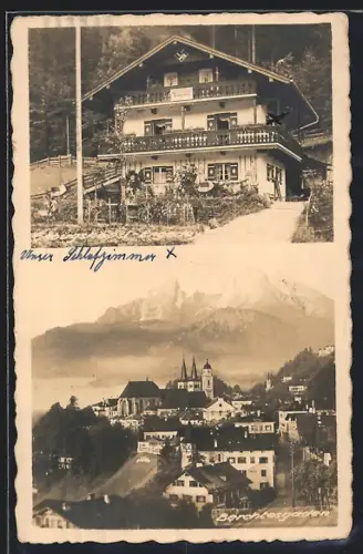 AK Berchtesgaden, Hotel-Pension Engedey, Ortsansicht aus der Vogelschau