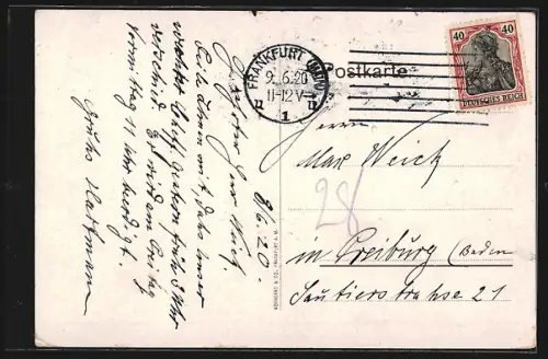 Künstler-AK Frankfurt a. M., Hotel Drexel, Besitzer J. Lautenschläger, Grosse Friedberger Strasse 18