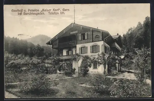 AK Gern bei Berchtesgaden, Gasthof und Pension Kaiser Karl