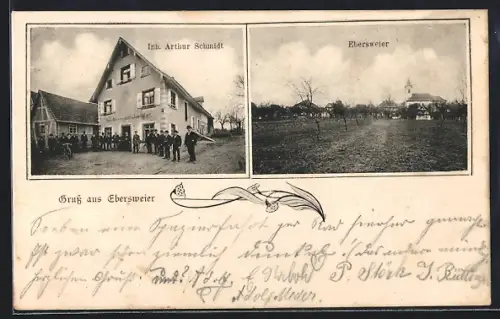 AK Ebersweier, Gasthaus, Inh. Arthur Schmidt, Ortsansicht