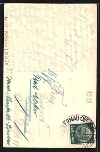 AK Ramsau / Obb., Totalansicht aus der Vogelschau, Hotel-Pension Frigio