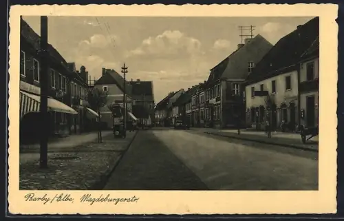 AK Barby /Elbe, Geschäfte in der Magdeburgerstrasse