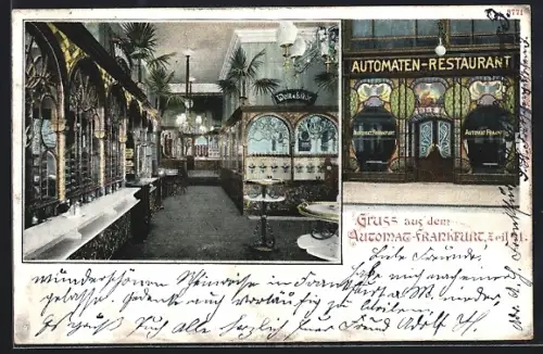 AK Frankfurt a. M., Automaten-Restaurant, Zeil 41, Aussen- und Innenansicht
