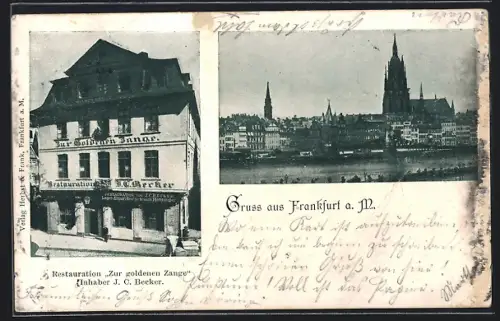 AK Frankfurt a. M., Restaurant Zur goldenen Zange, Inh. J. C. Becker, Fahrgasse 52