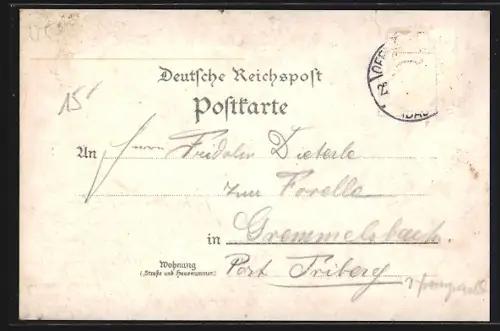 Lithographie Fessenbach, Gasthaus zur Traube, Aussichtsturm Hohes Horn, Gesamtansicht