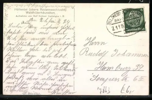 AK Höllental /Schwarzwald, Waldhüterhäuschen in der oberen Ravennaschlucht